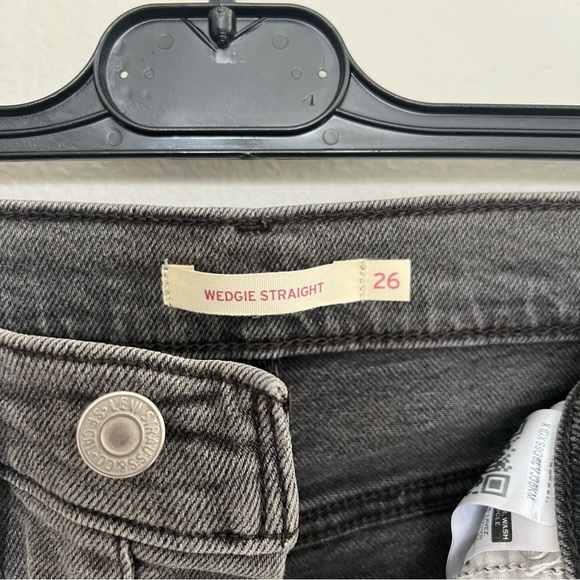 Levi's Wedgie Straight Leg Jeans - Dark Gray Wash - Size 26 - Picture 7 of 11